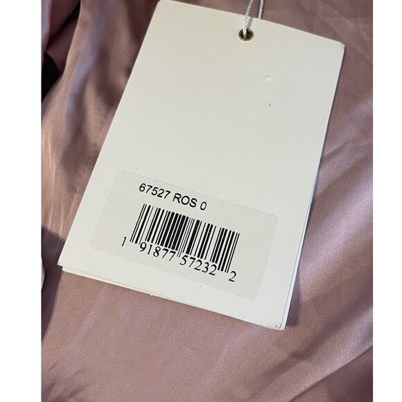 Mac Duggal Plunge Neck Satin A-Line Midi Dress Rose Style 67527 Rose Size 0 NWT - Picture 6 of 8